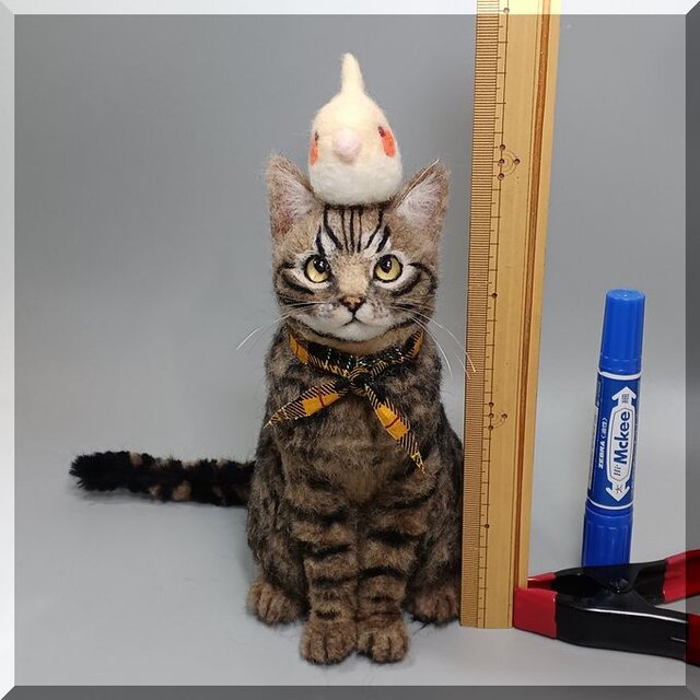 羊毛フェルト 猫 キジトラ猫さん ねこ ネコ 猫フィギュア | iichi 日々