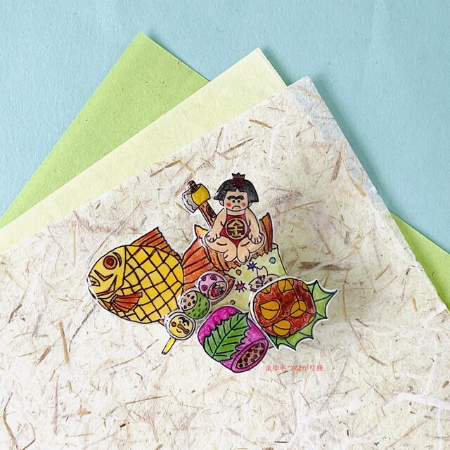 端午の節句　こどもの日 ・金太郎と和菓子ブローチ　金太7号…バッグ・リュックにも！