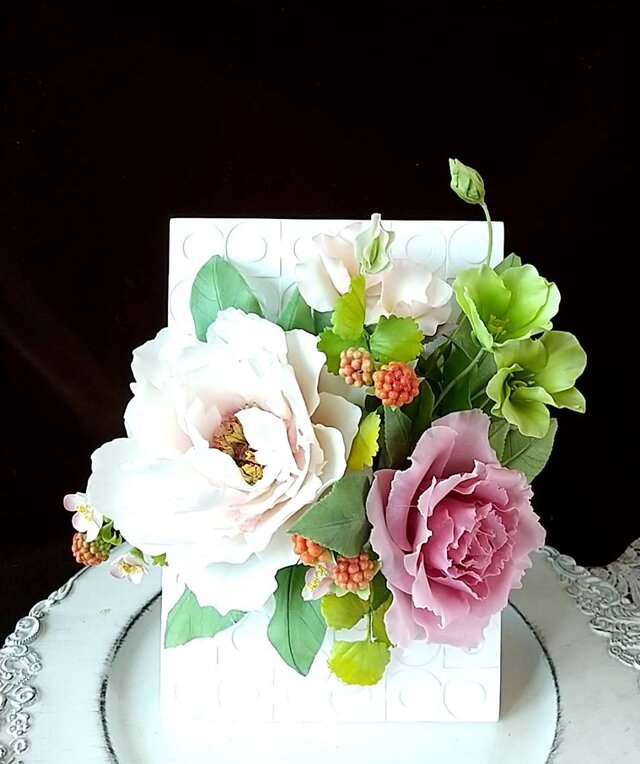 クレイフラワー✨大きなアレンジ✨薔薇・百合・カラー✨ハンドメイド