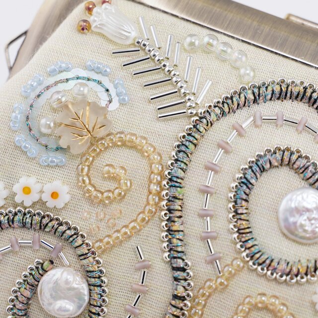 確認用　ビーズがま口 ビーズがま口 迷彩 ブルー系 | iichi 日々の暮らしを心地よくする