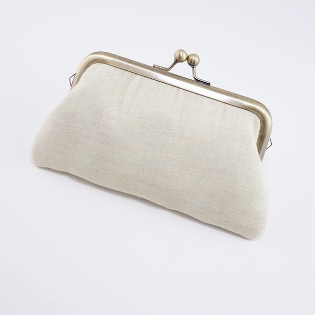 ビーズ刺繍のがま口 No.2｜レモンイエロー｜ガーゼ素材｜マチなし