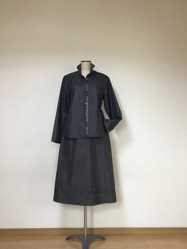 大島紬のスカート      着物リメイク