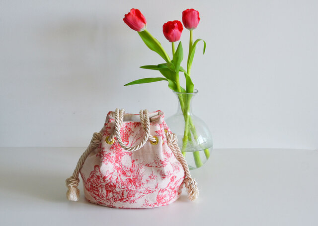 トワルドジュイ　バッグ トワルドジュイ ジャガード 2wayマリンバッグ レッド（Toile de Jouy