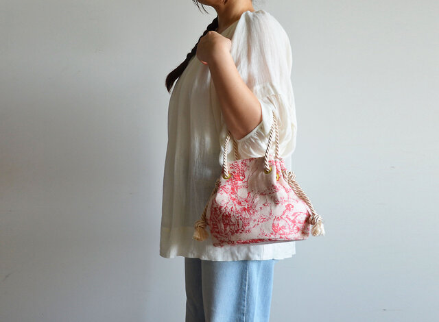 トワルドジュイ ジャガード 2wayマリンバッグ レッド（Toile de Jouy