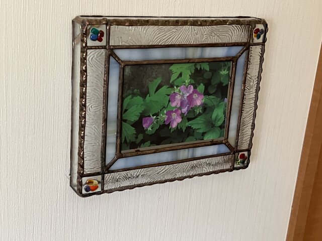 フォトフレーム ステンドグラス オブジェ ステンドグラス◇フォトフレーム◇水玉【L】 フォトフレーム