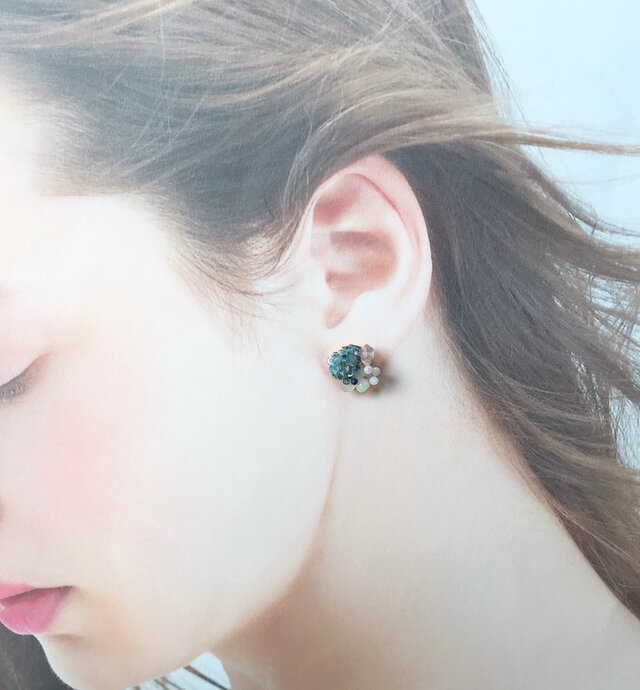 再販』珊瑚礁のピアス『青』(イヤリング)［ブルージルコン・オパール