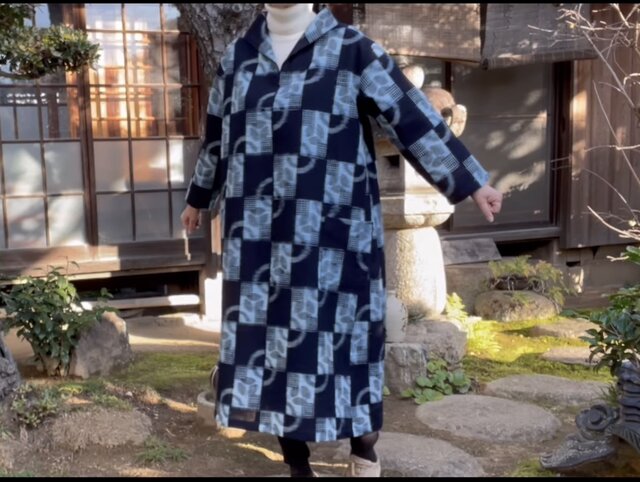 絣リメイクワンピース 紺2 着物リメイク】絣のAラインワンピース/藍染め/古布 | iichi 日々