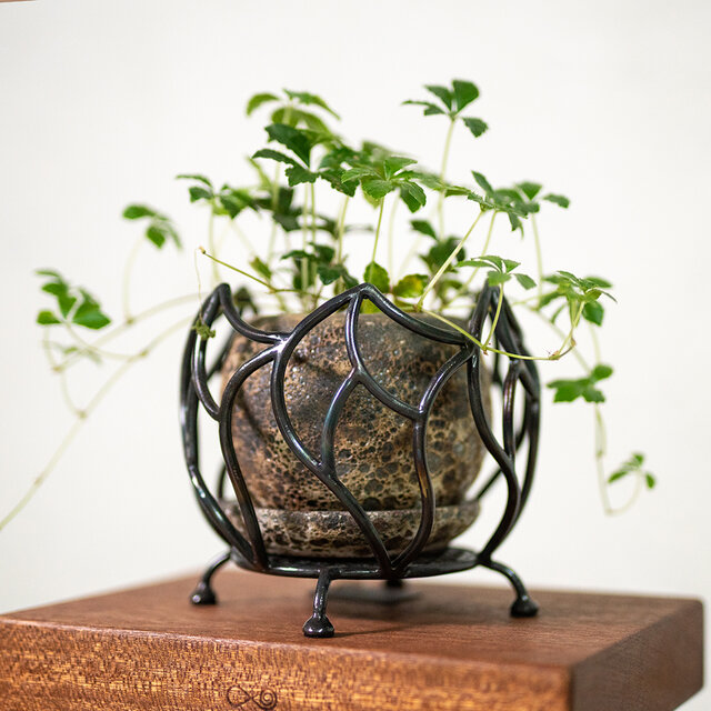 一点もの｜アイアン スタンドポット｜ロートアイアン 植物スタンド 観葉植物 植木鉢ホルダー 鉄製 花台