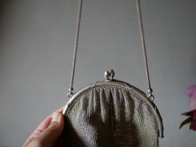 純銀 メッシュバッグ シャトレーン フランスアンティーク アンティーク