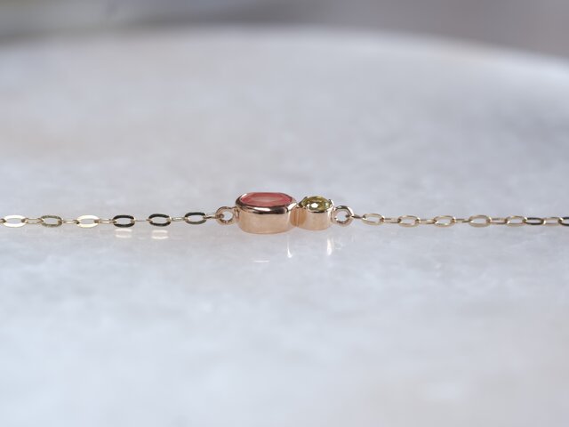K10 spretta bracelet 天然石ロードクロサイト×ペリドット ゴールド