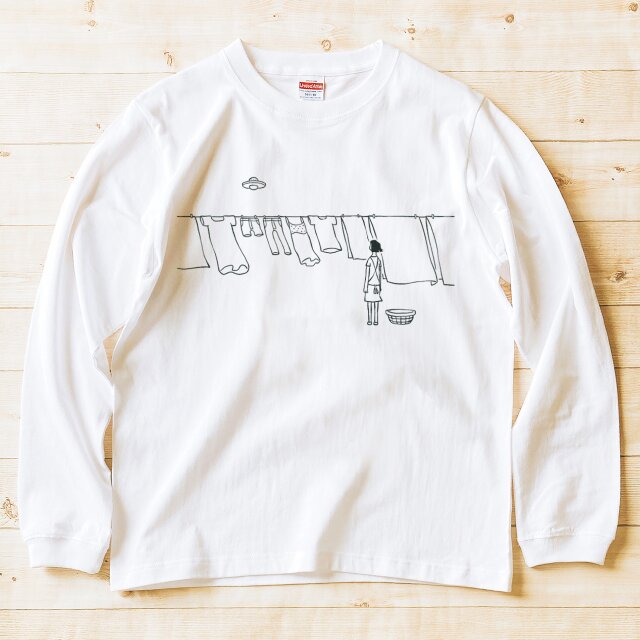 長袖 Tシャツ 『洗濯物とＵＦＯ』 男女兼用 ロンT