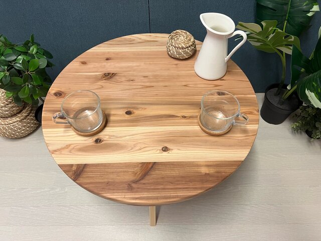 【送料無料】 ローテーブル 丸形 60cm スギ 木組固定脚 送料無料】 ローテーブル 丸形 60cm スギ 木組固定脚 | iichi 日々の