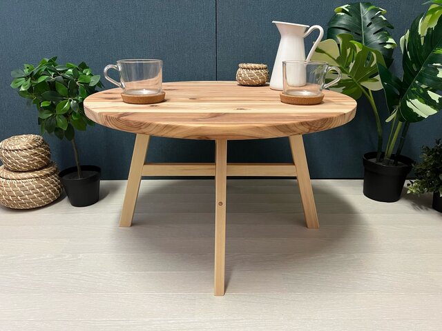 【送料無料】 ローテーブル 丸形 60cm スギ 木組固定脚 送料無料】 ローテーブル 丸形 60cm スギ 木組固定脚 | iichi 日々の