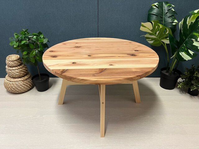 【送料無料】 ローテーブル 丸形 60cm スギ 木組固定脚 送料無料】 ローテーブル 丸形 60cm スギ 木組固定脚 | iichi 日々の