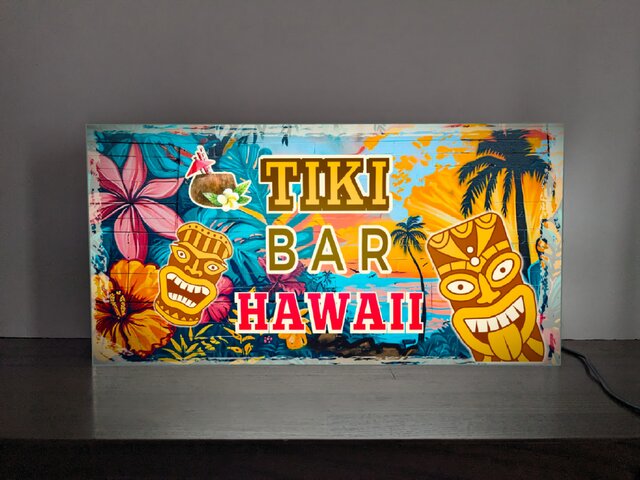 ◆Hawaiiフラガール・木製看板■TIKI、メネフネ・バー・ハワイアン ◇フラガール、ティキ・ビンテージ、木製看板□TIKI カフェ