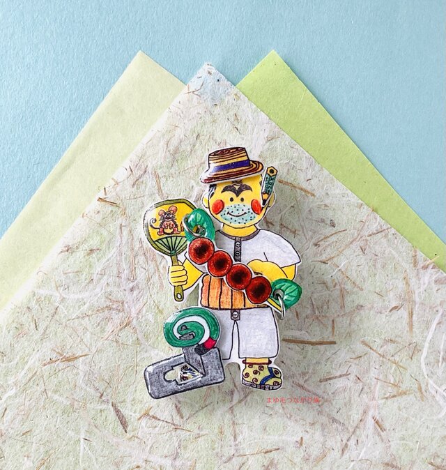 昭和レトロ　ブローチ・バッジ　おだんご屋のおじさん…バッグ・リュックにも！