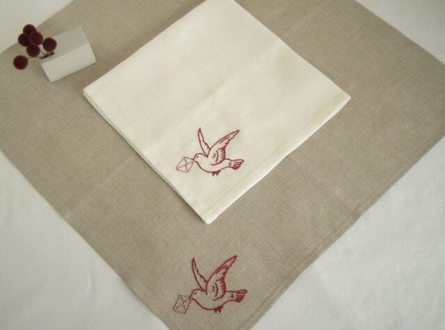 リネンハンカチ　896 ハンドメイド リネンハンカチ 896 ハンドメイド