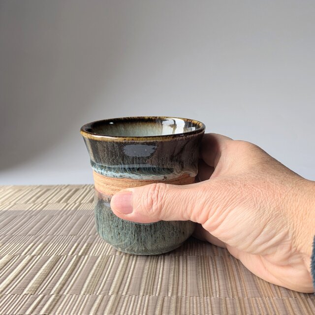 民藝　フリーカップ　手作り5個セット ブルーグリーンのフリーカップ 【手仕事 民藝 和 陶器】 | iichi 日々
