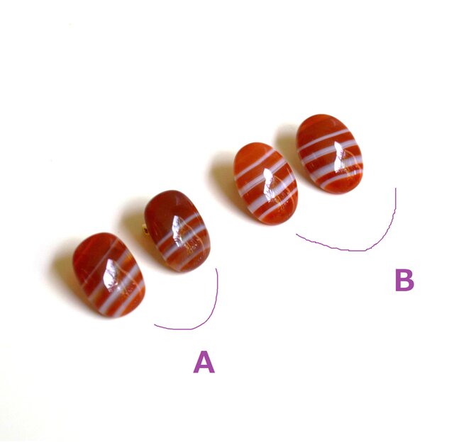 ☆紅茶色＊縞瑪瑙（しまめのう）のイヤリング☆送料無料