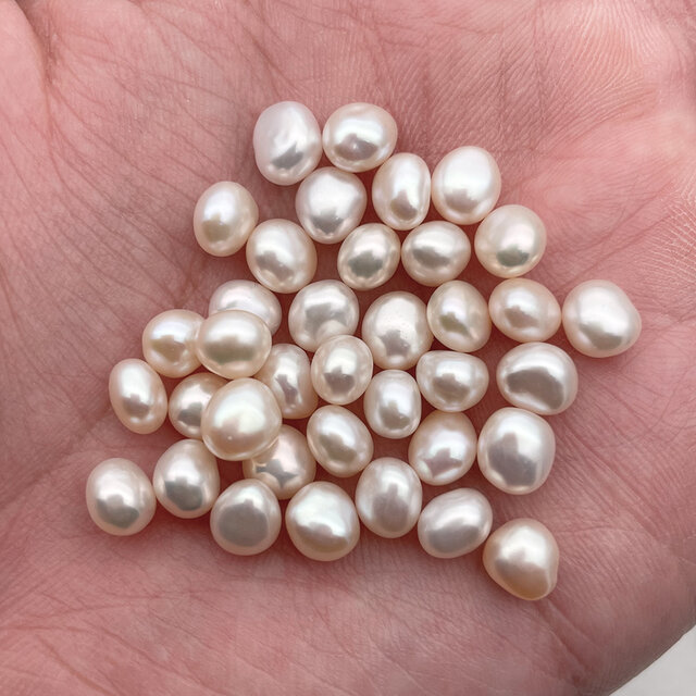 無穴 1粒 高品質 小粒 バロック淡水パール 穴なし 本真珠 7~7.5mm*6 