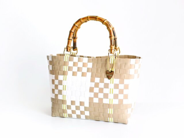 かごバッグ 　ハンドバッグ　ベージュ 美品◎モニカ MONICA Co.Ltd ハンドバッグ カゴバッグ ベージュ