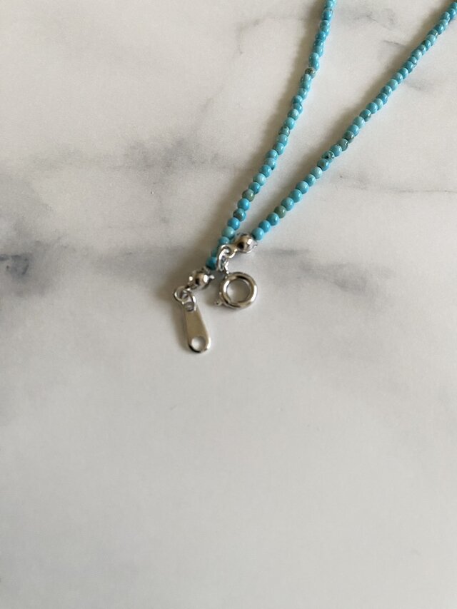 ターコイズ一連ネックレス 2mmマグネサイトターコイズネックレス37.5