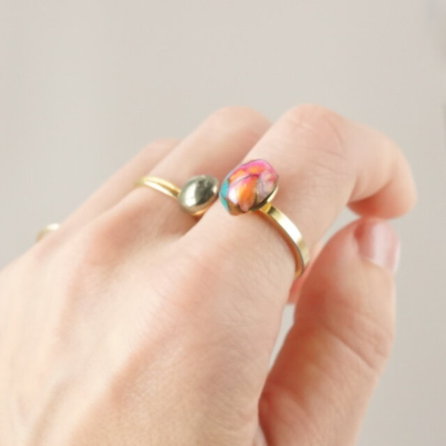 大人エスニック A】天然石 ターコイズ フリーサイズ 差し色 リング