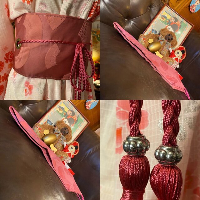 浴衣ドレス　リメイク品　黒地にピンク花柄　パニエ付き帯なし 即日発送】大人くすみピンクx牡丹浴衣【浴衣3点セット 浴衣/帯