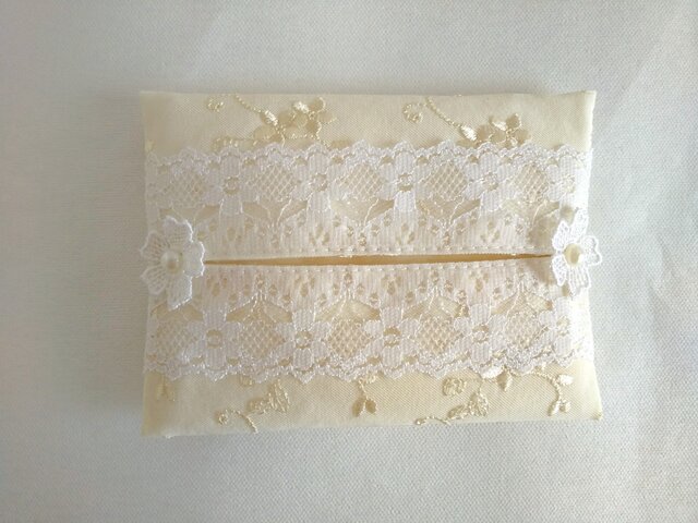 レースのポケットティッシュケース（ライトイエロー） | iichi 日々の