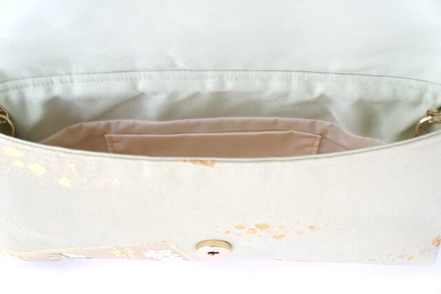 色紙 蝶々 花 貝合わせ模様 ライトグリーン シルク帯リメイク 2Way