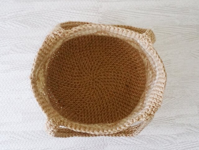 ハンドメイド　お花もりもり麻紐バック 受注制作】花模様（ナチュラル×パープル） 麻紐バッグ かご