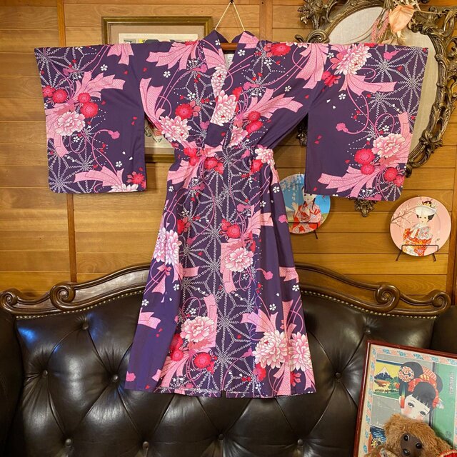 和洋折衷 浴衣 リメイク ワンピース ドレス 編み上げコルセットベルト