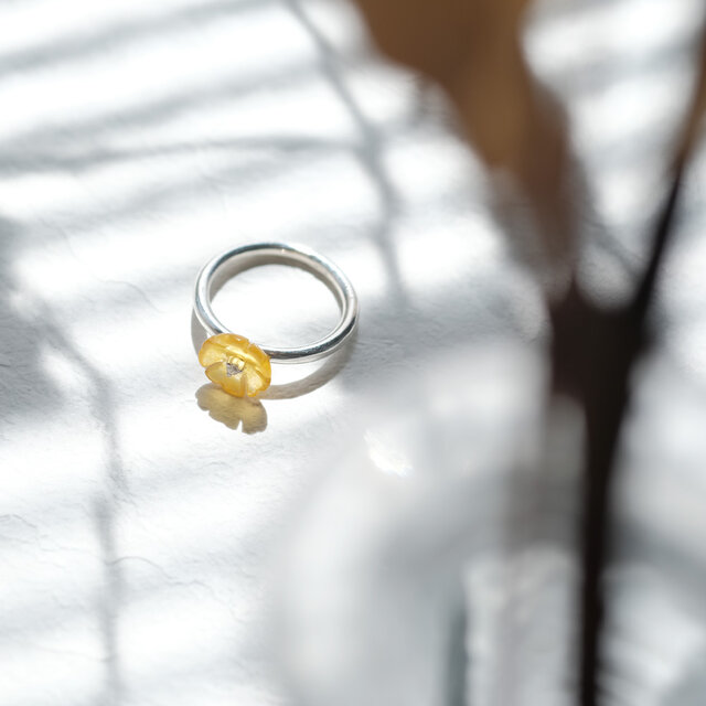 黄色の翡翠 イエロー フラワー リング シルバー925 | iichi 日々の