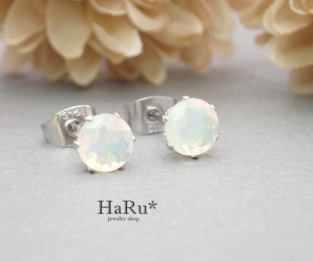 6mm宝石質オパールAAA（エチオピア産）☆サージカルステンレス