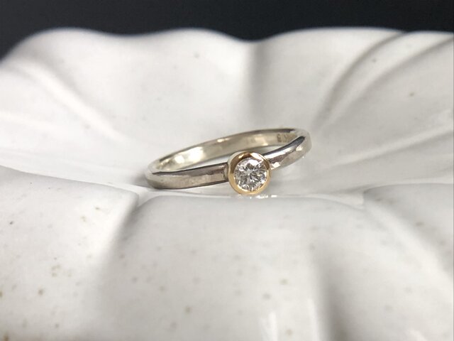 stock sale】SV950 K18 diamond solitaire ring ダイアモンド 