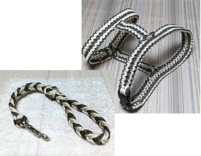 ショートリード 大型犬用 出来上がり全長45cm お揃いの首輪