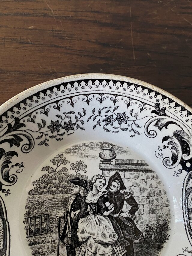 Gien ジアン グリザイユ デミタス ソーサー 小皿 φ12cm フランス