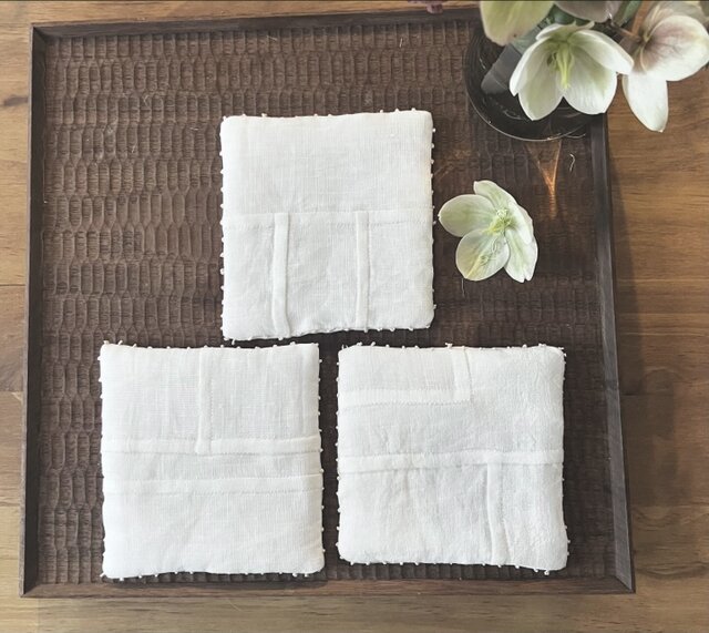 真っ白なポジャギのコースター 3枚セット | iichi 日々の暮らしを