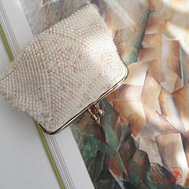 ばあば作 ✧ シードビーズのスクエアがま口（LA ROCHE-GUYON・1996）