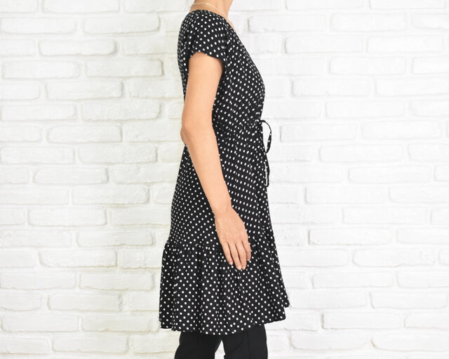 ANDWANG ドット柄 フリル ミニワンピース 半袖 ANDWANG ドット柄 フリル ミニワンピース 半袖 ANDWANG ドット柄