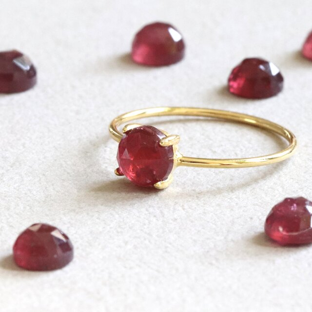 宝石の女王の指輪｜ルビー 天然石 一粒リング ゴールド/シルバー