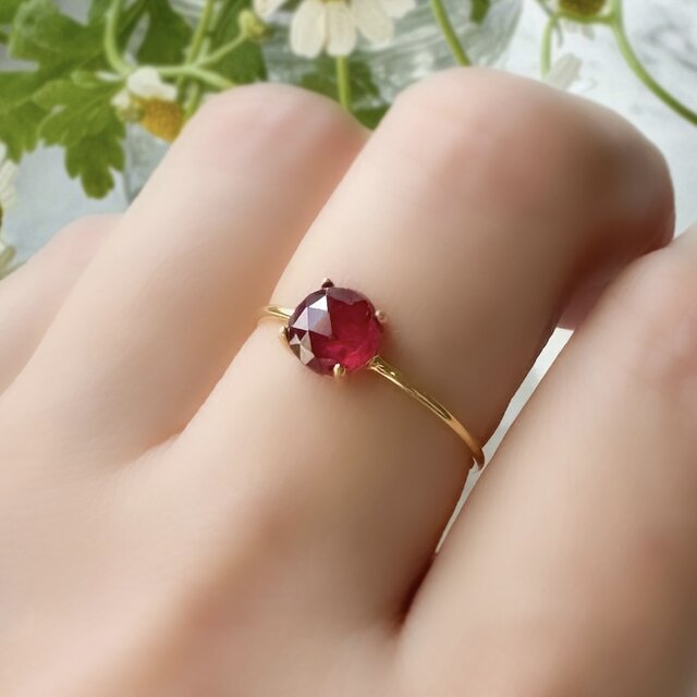宝石の女王の指輪｜ルビー 天然石 一粒リング ゴールド/シルバー