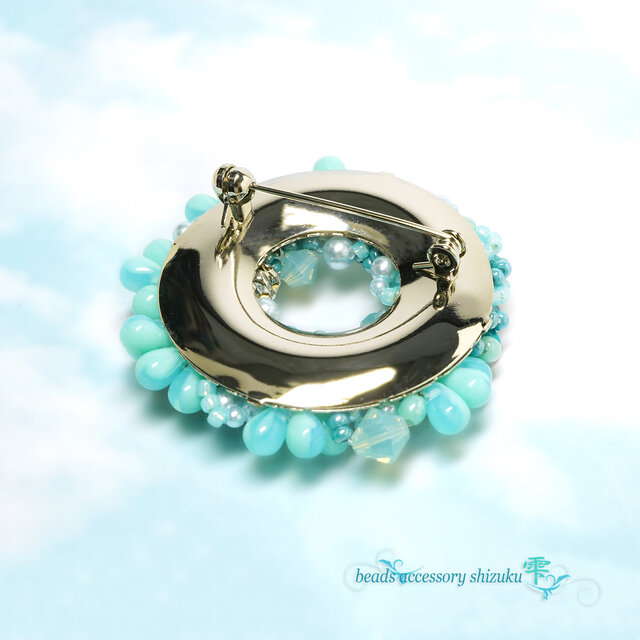 CROWN TRIFARI☆初期☆注ぎガラス☆ターコイズブルーフラワーブローチ フラワーリースブローチ＊ターコイズ | iichi 日々の暮らしを