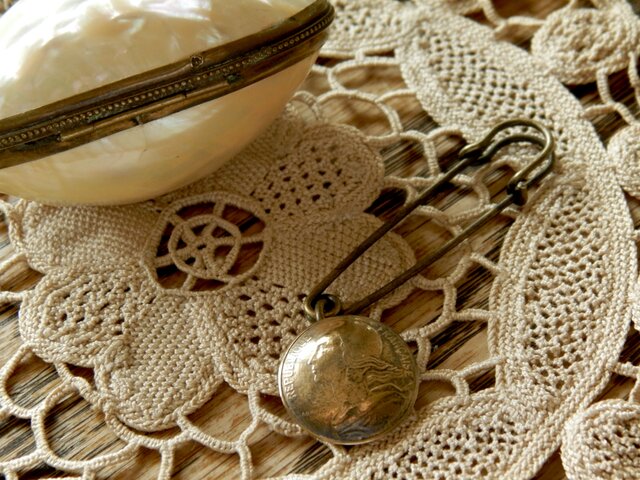ヴィンテージ パーツ ブローチ フランス B87s France Coin Brooch(swing type) | iichi 日々の暮らしを