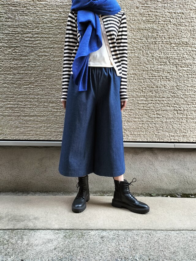 国産デニム♥『タイムレスなデザイン！♥』ワイドパンツ(インディゴ）M