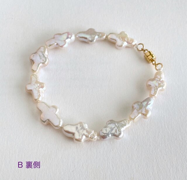 天然 淡水パール クロスパールのブレスレット (k14gf) オーロラカラー