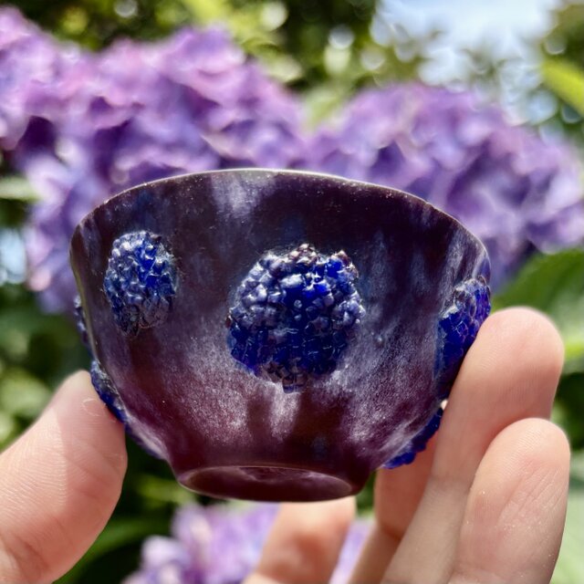 紫陽花ぐい呑 ガラス作家 佐伯泰典作 パートドヴェール | iichi 日々の