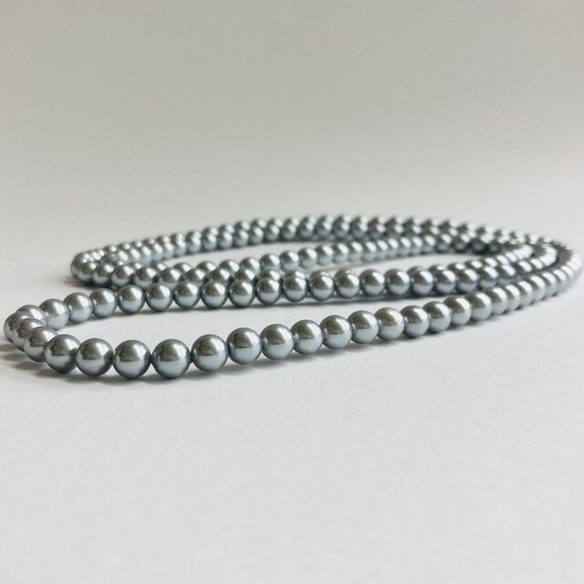貝パール2WayロングネックレスL/約7mm約120cm/エンドレス加工/磨きグレー/made in japan