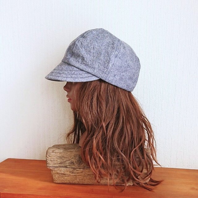 綿麻のふんわりキャスケット【ナチュラルブルー】