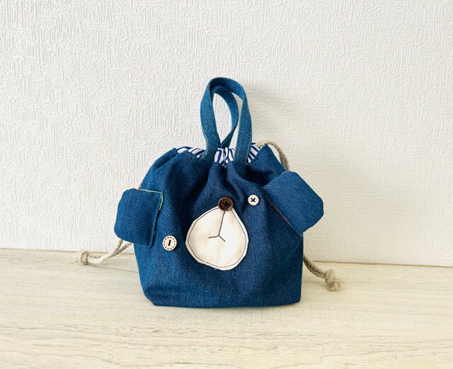 くまさん 巾着リボントートバッグ 【ハンドメイド】 it-66431955754ea-1200.jpg